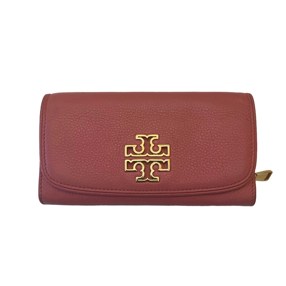 Tory Burch Britton Duo Envelope Continental Pink Leather Wallet